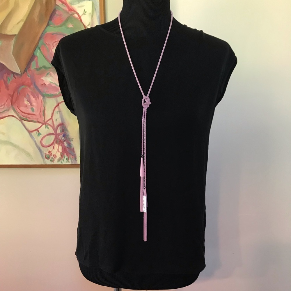 Kendra Scott NEW “PHARA” Chain Tassel Tie Necklace Lilac Long NWT adjustable